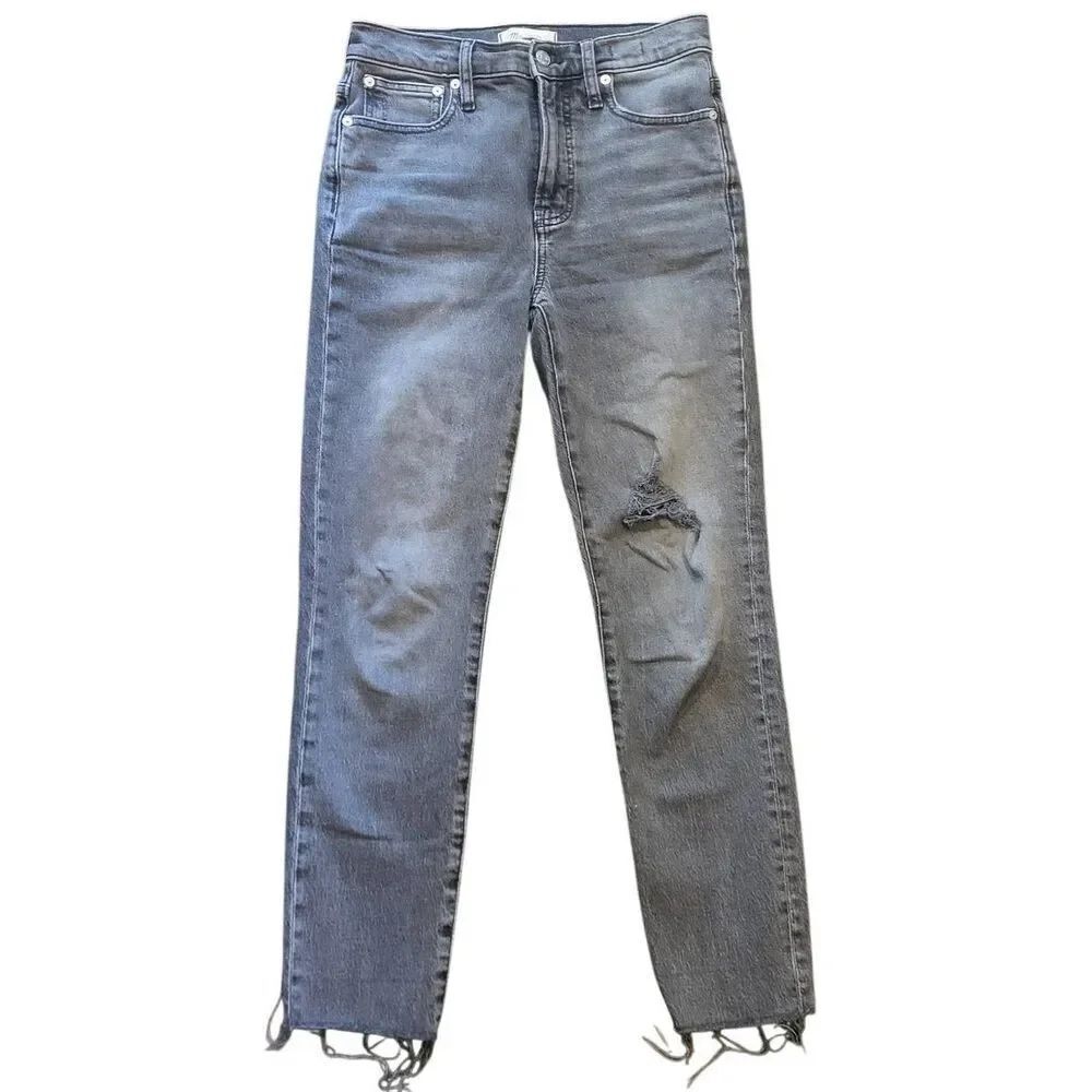 Madewell Jeans Women's 25 Washed Black Perfect Vintage Ripped Cosner Wash